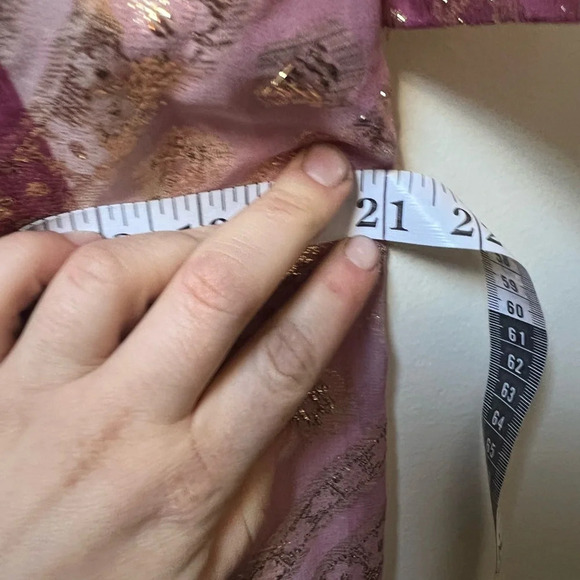 Vintage 1960s 1970s Adele Simpson Pink Metallic Chiffon Dress - Picture 15 of 16